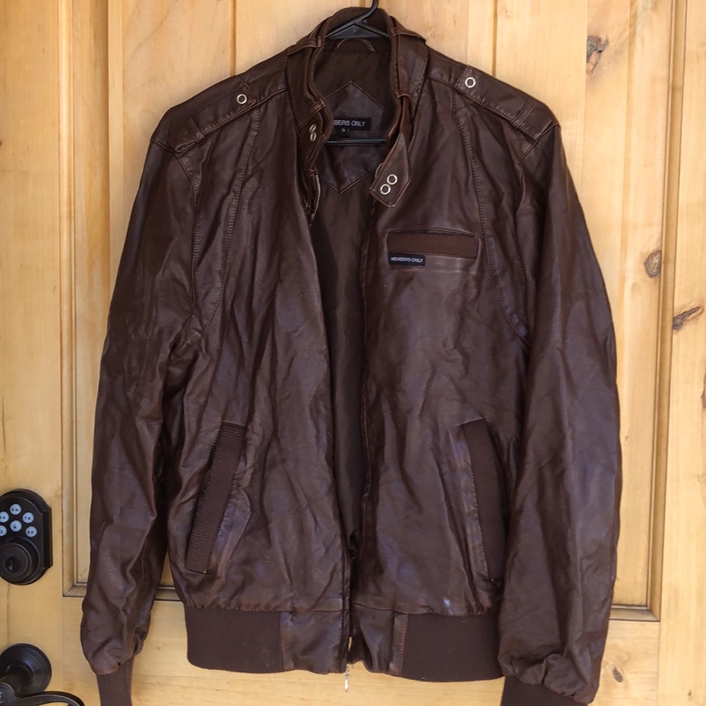 Members only faux leather brown